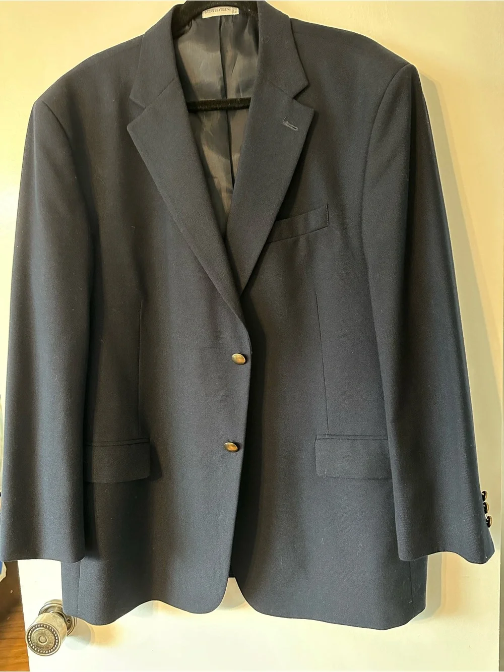 Geoffrey Beene men’s 46R navy wool blend blazer gold button